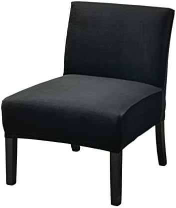 Velvet Chair Cover Slipcover for Armless Chair Black