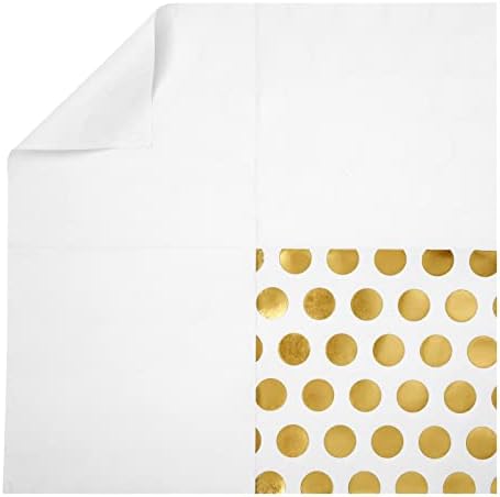 BLUE PANDA 100 Pack White and Gold Cocktail Napkins