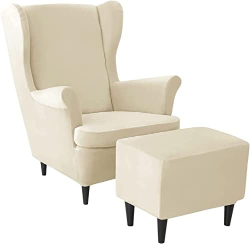 Zpeak Wingback Chair and Ottoman Slipcover Set