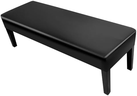 SearchI Waterproof Dining Bench Cover with PU Black Faux Leather