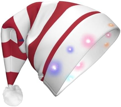 American Flag Christmas Hat with LED Lights