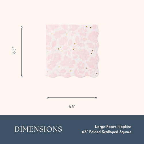 Bonjour Fete Light Pink Floral Large Paper Napkins Set of 20