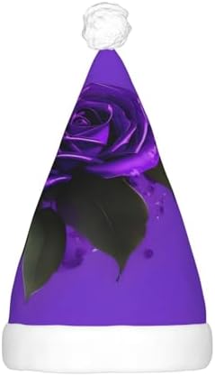 Purple Rose Print Christmas Hat with LED Lights