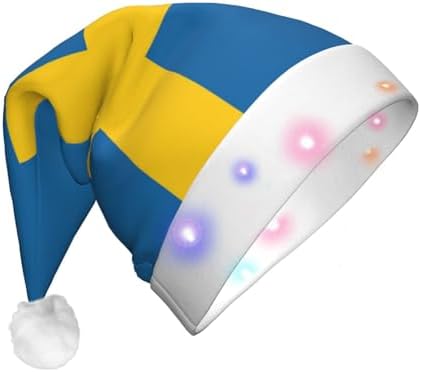 Swedish Flag Christmas Hat with LED Lights