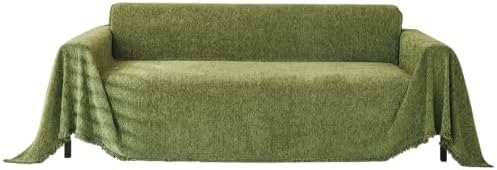 VClife Olive Green Chenille Sofa Slipcover with Tassel