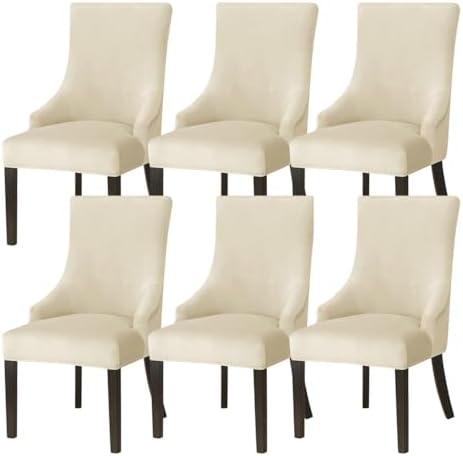 QINU KEONU Velvet Wingback Chair Covers Set of 6