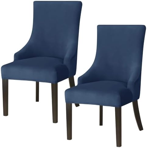 Velvet Stretch Dining Chair Covers 2PCS Navy