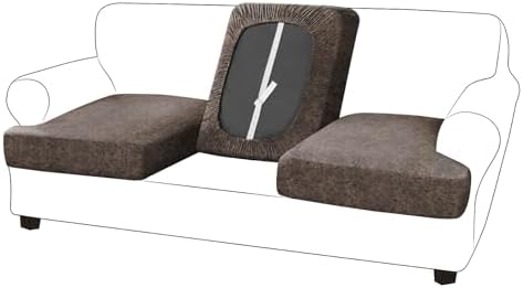Molasofa Leather Look T-Cushion Sofa Slipcovers Set - 3 Piece Brown