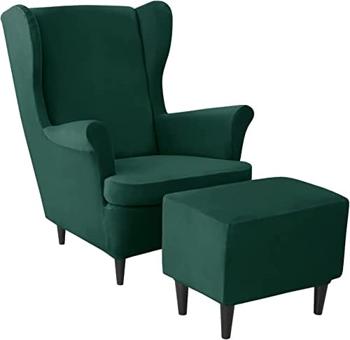 Fibita Wing Back Chair Ottoman Slip Cover Set