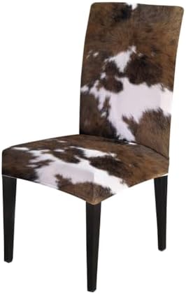 TOMWISH Dining Chair Covers Set of 4 Cowhide Print Spandex