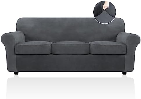FestiCorp 4 Piece Velvet Sofa Cover Grey