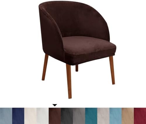 2 Pack Soft Velvet Armchair Slipcover for Round Curved Back Chairs