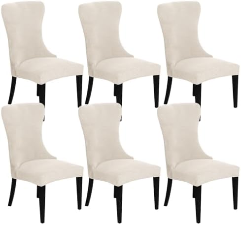 Wingback Chair Covers Set of 6 Stretchable Washable Beige