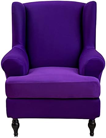 YOPOIY 2 Pieces Wingback Chair Slipcover Purple