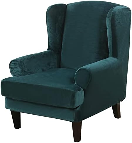MIFXIN Velvet Stretch Wingback Chair Slipcover Set
