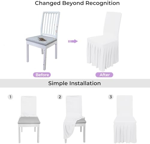 Babenest 4pcs Chair Cover with Long Skirt for Dining Room