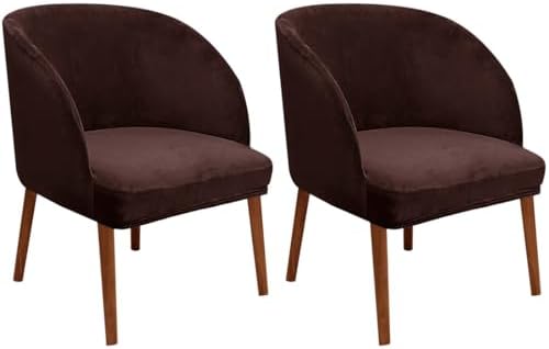 2 Pack Soft Velvet Armchair Slipcover for Round Curved Back Chairs
