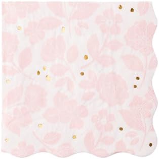 Bonjour Fete Light Pink Floral Large Paper Napkins Set of 20