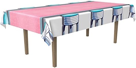 Beistle Soda Shop Stools Tablecover 50s Decor