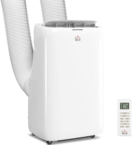 HOMCOM Dual Hose Portable AC Unit 14000 BTU with Cool Dehumidifier Fan