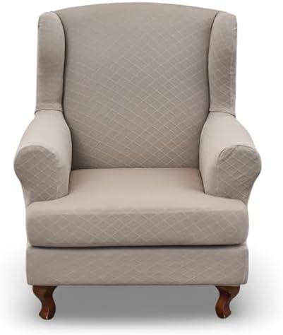 Wingback Chair Covers 2 Piece - Stretch Slipcovers for Armchair Protection