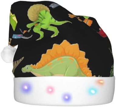 Cartoon Dinosaur Print Christmas Hat with LED Lights