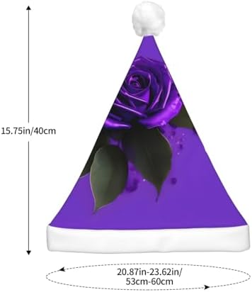 Purple Rose Print Christmas Hat with LED Lights