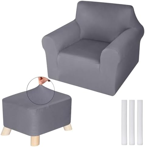 Chair and Ottoman Slipcover Set with Milk Silk Fabric