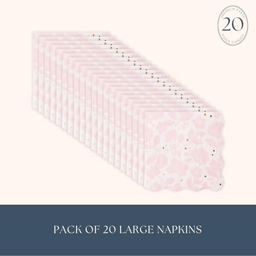 Bonjour Fete Light Pink Floral Large Paper Napkins Set of 20