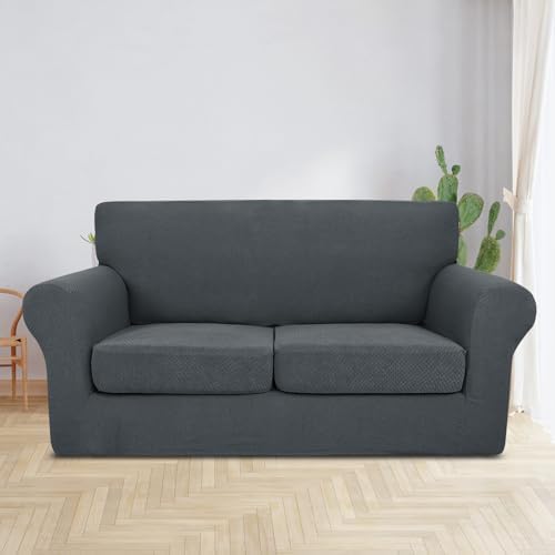JIVINER 3 Piece Stretch Sofa Covers for 2 Cushion Couch