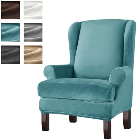 Morbuy Wingback Chair Slipcover Turquoise Blue