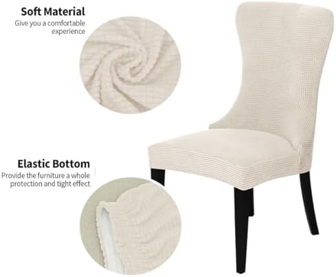 Wingback Chair Covers Set of 6 Stretchable Washable Beige