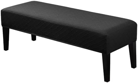 Lebaley Chair Covers for Dining Bench - Stretch Jacquard Removable Washable Black
