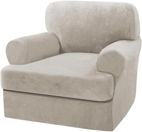 HVERSAILTEX Oatmeal Velvet Sofa Cover 2 Piece