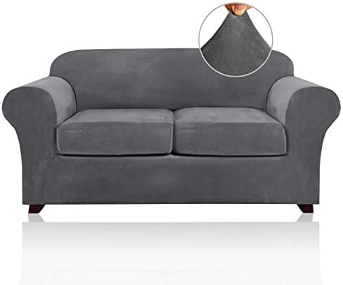 PrinceDeco Velvet Sofa Slipcover 3 Piece for 2 Cushion Couch