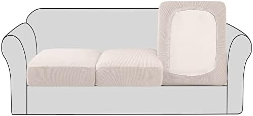 HVERSAILTEX Super Stretch Sofa Slipcovers 3 Pack Ivory