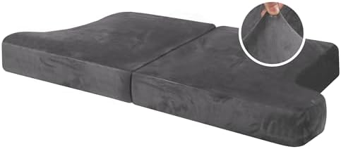 HVERSAILTEX Stretch Velvet 2 Piece T Cushion Slipcovers - Stay in Place Grey