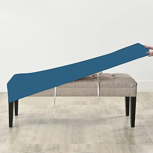 OBCREAT Velvet Dining Bench Slipcover - Peacock Blue