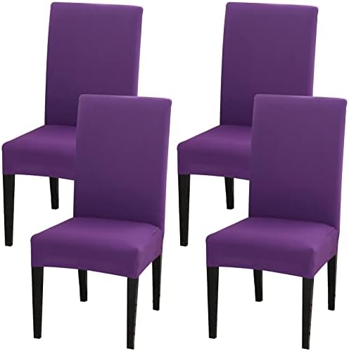 Jusmate Stretch Spandex Chair Covers Set of 4 Purple