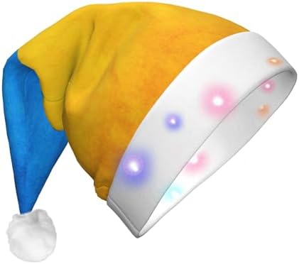 Ukrainian Flag Christmas Hat with LED Lights