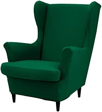 Hiseng Wingback Chair Covers 2 Piece Dark Green