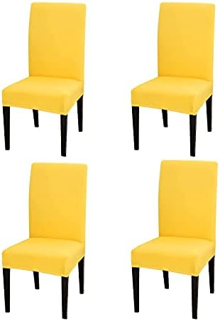 Chickwin 4 Pack Yellow Stretch Dining Chair Covers