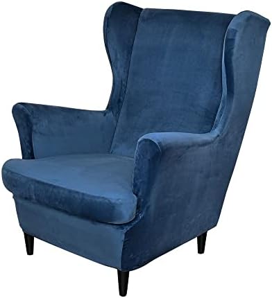 OBCREAT Wingback Chair Covers 2 Piece Stretch Velvet Slipcover for Armchair
