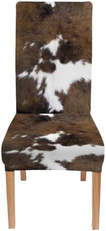 TOMWISH Dining Chair Covers Set of 4 Cowhide Print Spandex