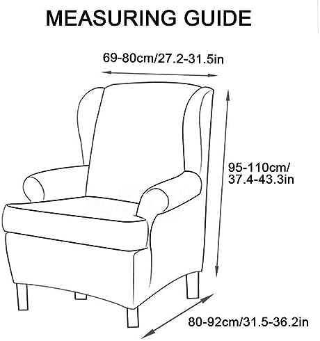 Stretch Wing Chair Slipcover 2 Piece Waterproof and Washable