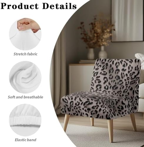 Grey Leopard Print Accent Chair Slipcover for Dining Room