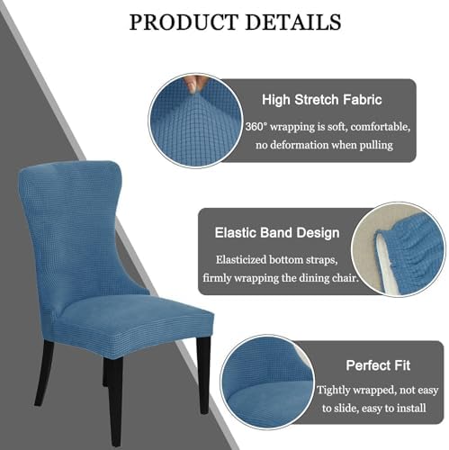 Wingback Side Chair Cover Set of 6 Stretch Polyester Slipcover