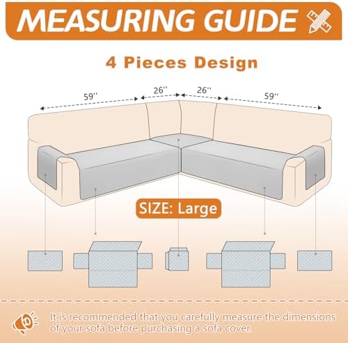 Waterproof Corner Sectional Couch Cover for Dogs