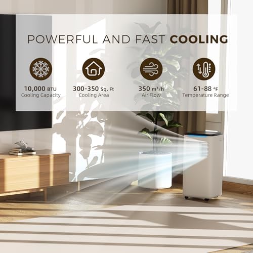 DENBIG 10000 BTU Portable AC Unit with Dehumidifier and 2 Speed Fan