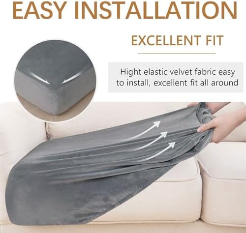 Hyha Velvet Couch Cushion Covers 2PC Grey